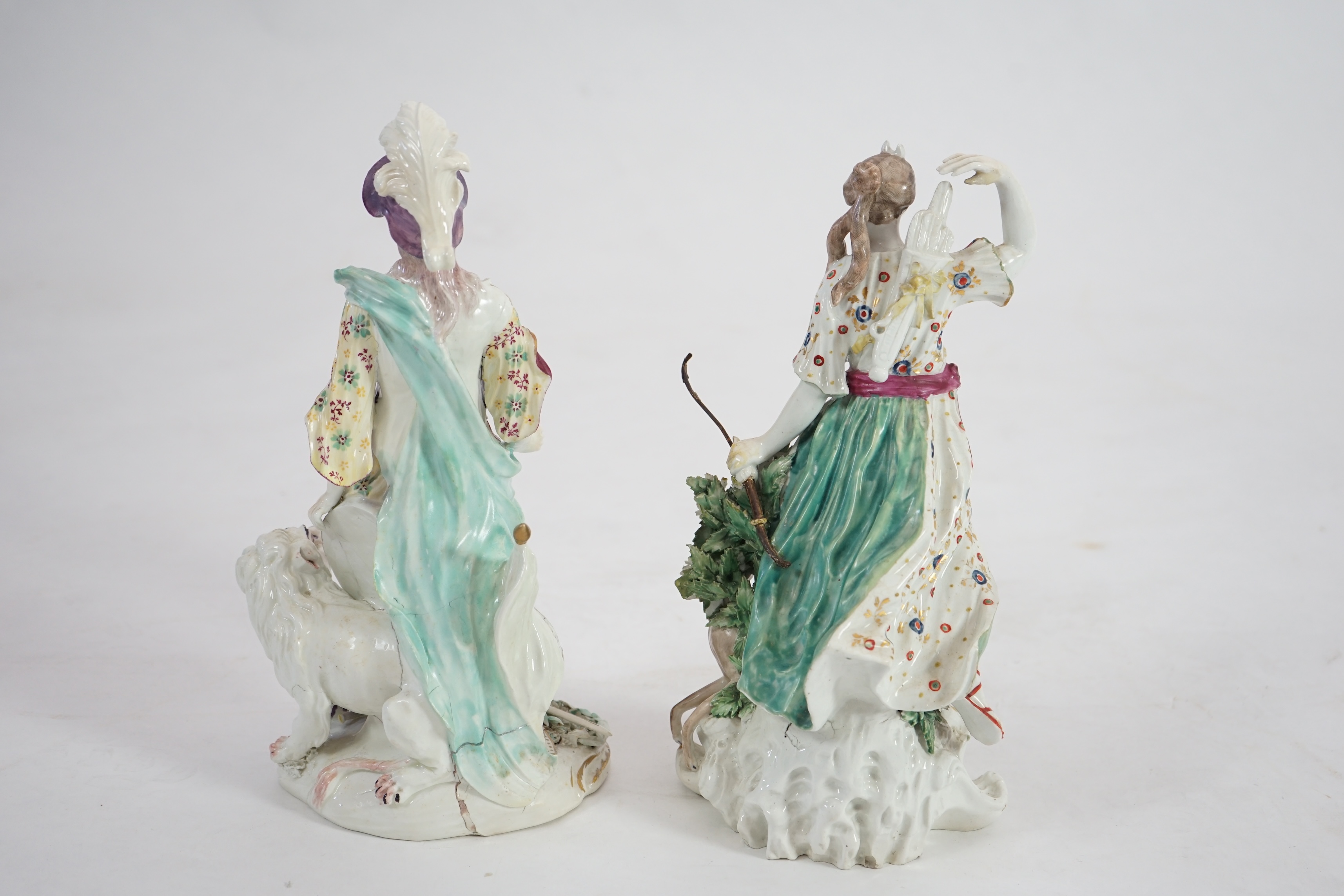 Two large Derby groups, Britannia and Diana the Huntress, c.1770-75